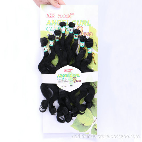 artifical hair weft body wave 8pc in one pack angel curl classic heat resistant loose wave 200g best Synthetic Hair Weaving